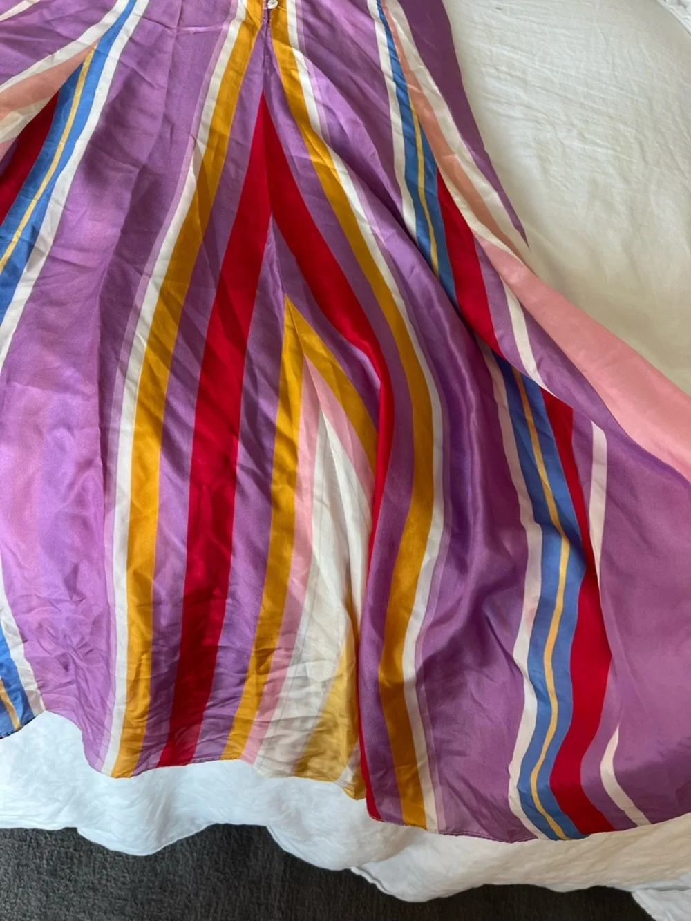 Rare / discontinued Caslazur Beaulah 100% silk high waist striped maxi skirt
